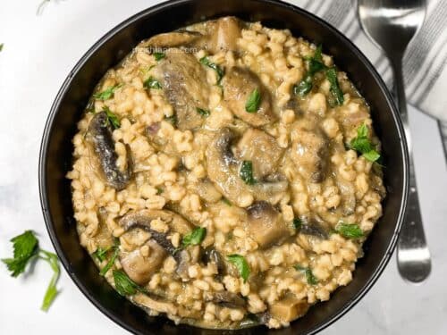 Instant Pot Vegan Barley Risotto With Mushrooms